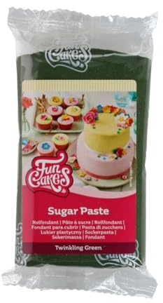 Funcakes Pasta di Zucchero Twinkling Green, Facile da Usare, Liscia, Flessibile, Morbida e Pieghevole, per Decorare Torte, Halal, Kosher e Senza Glutine, 250 g