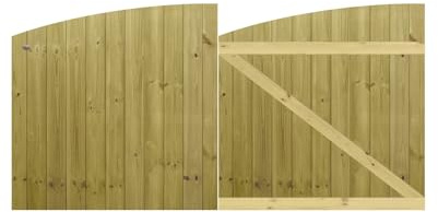 Premier Garden Supplies Made to Measure Tongue & Groove Semi-Braced Arch Top Driveway Gates for Measurements Height 3ft - 4ft (90-120cm) x Width: 213cm - 244cm