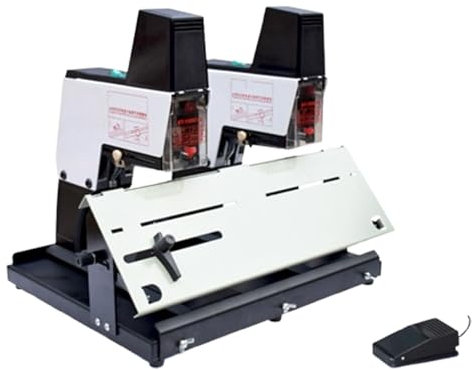 Grapadora eléctrica automática de alta resistencia, de 2 a 40 páginas, de escritorio, con ajuste de fuerza de 1 a 9 niveles, de doble cabezal y doble línea
