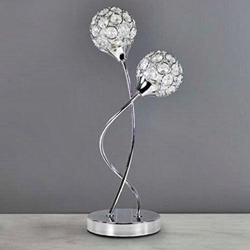 jafe 2 Globe Shape Light Chrome Table Lamp - Brilliant Bed Side Desk Sphere LED Lamps - Glass, Adjustable, Reading, Touch, Silver, Nightstand, Modern, Home Decor, Guest Room, Decoration