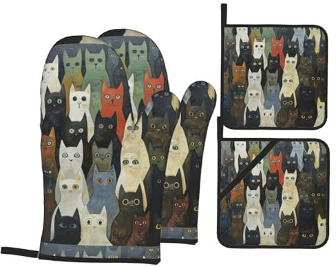 Guanti da cucina a forma di gatto, guanti da forno e presine resistenti al calore e guanti isolanti
