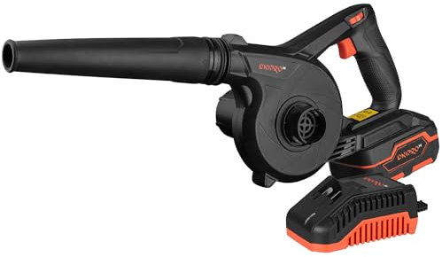 Dnipro-M DVB-200 Soplador de Hojas 20V con Batería Recargable 4Ah y Cargador Rápido, Flujo de Aire 240 km/h, 3 Niveles de Potencia, Soplador de Aire Potente Jardín, Aspirador de Hojas con Batería