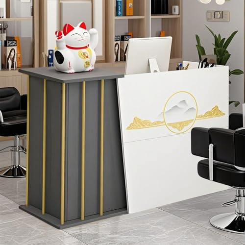 SJMDMZD Moderne Empfangstheke aus Massivholz mit Schubladenschloss - Rezeptionstresen für Friseur, Kosmetikstudio oder Büro,moderner Verkaufstresen(Size:100x40x90cm,Color:Muster)