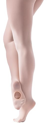 Convertible Dance Ballet Tights in 70 Denier High Performance Fabric, for Girls & Women in Pink & Tan