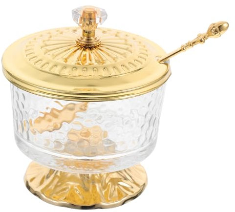 Hemobllo Azucarero y De Vidrio Transparente Con Tapa De Hierro Para Cocina, Frasco De Especias Multifuncional Para Hogar y Comedor, Recipiente Con Tapa Para Condimentos Vintage