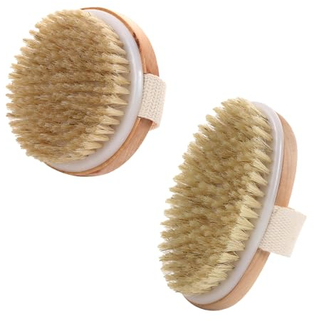 2pcs Exfoliating Body Brush Dry Brushing Body Brush for Lymphatic Drainage Dual-use Dry and Shower with Natural Bristles Remove Dead Skin and Cellulite