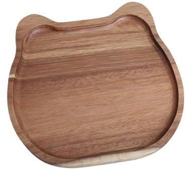 Baoblaze Plateau en Bois pour Petit-déjeuner, Mignon, avec Rebord, Multifonction, Plateau de Service, Assiette à collation, Plat de Nourriture pour la, 20x20x1.5cm