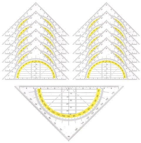 12 Stück Geodreieck, Geodreieck aus Kunststoff | Geodreieck Flexibel Winkelmesser für Studenten Büro Designer Malerei