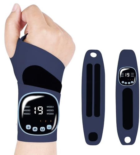 SGZIOO Massaggiatore per polsi EMS & TENS, Massaggiatore a Mano, massaggiatore Portatile Ricaricabile a Mano senza fili con 3 livelli di calore 5 modalità di massaggio e 9 intensità