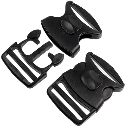 AERZETIX - Lote de 4 hebillas de clip ajustables con cierre | paso de correa de 50 mm | para mochila y correas ajuste bandoleras proyectos de costura | color negro | plástico