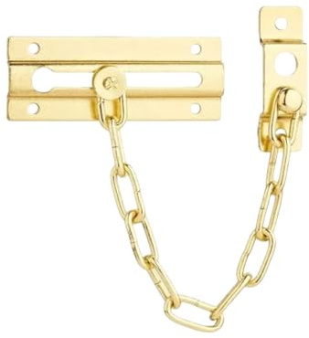 Door Chain Security Lock Latch, Brass Finish Front Door, Long Chain 240mm