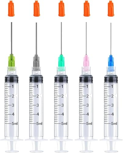5 stycken 5 ml bläckpåfyllning, luer lock-design, plastsprutor med lock 1,5 tum 14 Ga 16 Ga 18 Ga 20 Ga 22 Ga blunt tips för vätskor lim bläck
