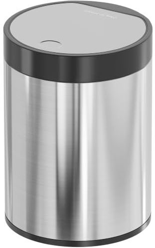 SolaceCove Mini Trash Can for Desk 0.4 Gallon,1.5L Stainless Steel mini Desk Trash can with Lid,Tiny Trash Can for Desk with 1 Roll Bags for Office, Home, Car,(Brushed Gray)