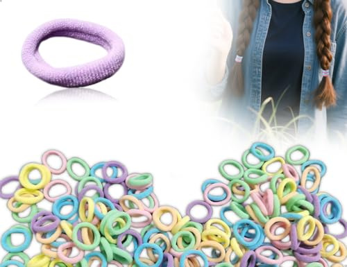 AOYEGIC 200 stycken små hårsnoddar för flickor, sömlösa flerfärgade minihårsnoddar, elastiska mjuka loom-band, hästsvansdekoration, för flickor, barn, baby (färg)