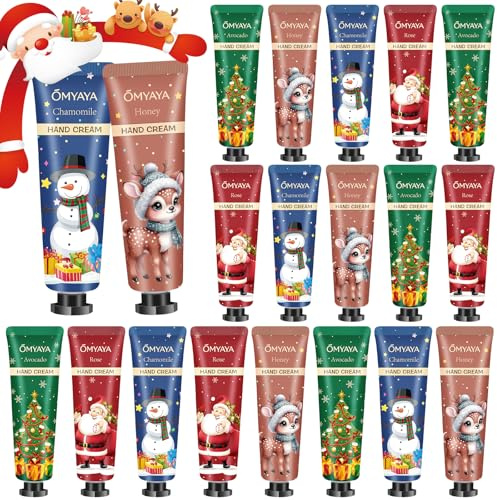 Crema Mani Set, 20Pcs Mini Crema Mani Regali Natale Donna Set, Crema Nutriente per le Mani per Donna e Uomo, Ripara &Non Unge, Idee Regalo Compleanno Originali,per Natale ed Valentino