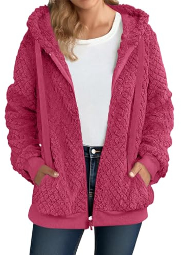 Puramala Cárdigan con capucha y cremallera para mujer - Cárdigan de punto grueso con bolsillos | Chaqueta con capucha informal para otoño e invierno