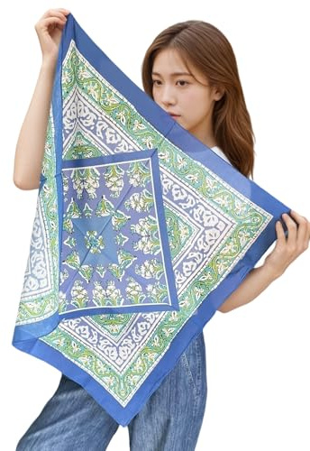 Prettystern Unisex Seide Baumwolle Mix 65/65 cm Halstuch handrolliert Nickituch Kopftuch Bandana Seidenhalstuch Damen & Herren