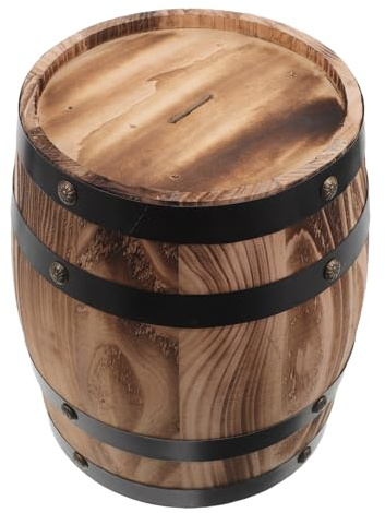 Toyvian Handgefertigte Große Eichentonne Sparbüchse Rustikale Holz-münzbox mit Kreativem Vintage-Design Dekorative Spardose für Vielseitige Desktop-Dekoration