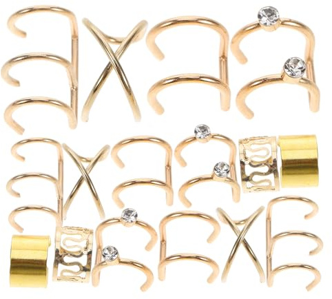 Genérico Anillas de Metal Dorado para Trenzas y Adornos de Pelo Pinzas de Oreja sin Perforación Accesorios Versátiles para Cabello y Joyería Femenina para Festivales