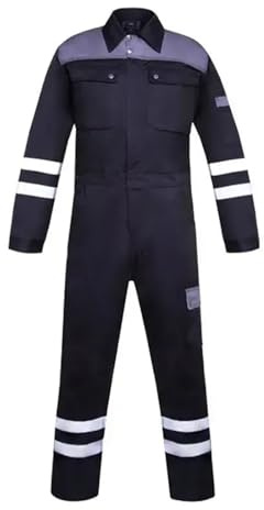 LUYSGBXR Overoles for Hombre, Uniforme de Trabajo for Pintores, mecánicos, constructores, reparadores, Ropa fábrica, Reflectantes Noche(Black Grey 2,4XL-190)