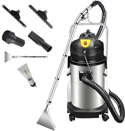 PioMue Limpiadora de alfombras Comercial, Lavadora-aspiradora con Extractor, Tanque Separado para Agua Limpia y Residual, Manguera de succión portátil para hoteles y tintorerías. 20L/5.28gal