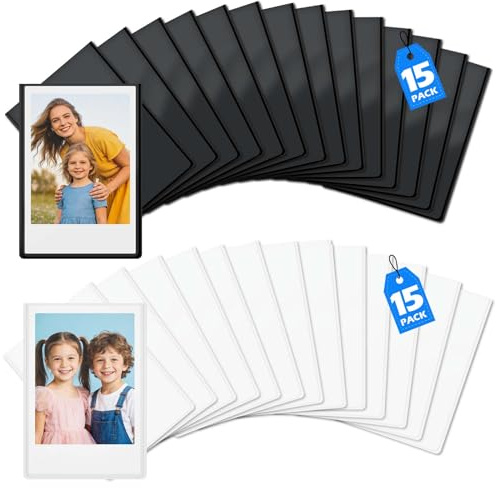 Generisch Magnet Bilderrahmen für Polaroid Instax Mini, 9.3x6.3 cm 30 Stück | Schwarz*15, Weiß*15, Magnetische Mini Fotorahmen, Für Fotos, Postkarten, Kreative DIY Dekoration, Kühlschrank