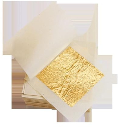 WRITWAA 10 Feuilles de Feuilles D’Or Comestibles 24k, Artisanat Décoration | Lot de 10 Pièces, Finition Anti-Oxydation, pour Statues de Bouddha, Couleur Or