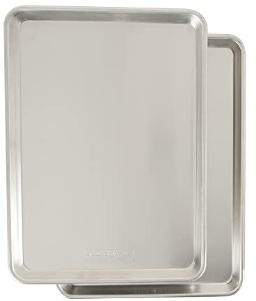 Nordic Ware Naturals Half Sheet - USA Made Aluminum Commercial Quality Sheet Pan for Baking or Roasting, Encapsulated Galvanized Steel Rim Prevents Warping, 2-Pack