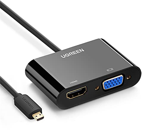 UGREEN Micro HDMI Adapter, Micro HDMI to VGA Adaptor Converter 4K 1080P Video and Audio for Hero 6 5 4, SJCAM, ASUS, Lenovo Yoga, Acer Tab, BlackBerry, Camera, Camcorder, Tablet, Phones