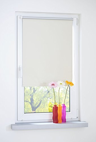 Liedeco® Rollo Klemmfix Thermobeschichtet - 60 x 150 cm Creme (Breite x Höhe) / lichtundurchlässig Blickdicht verdunkelnd und stufenlos verstellbar/leichte Innen-Montage ohne Bohren mit Klemmträger