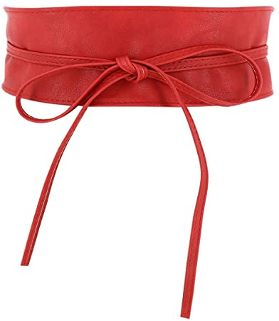 FASHIONGEN - Damen gürtel, Taillengürtel, Bindgürtel, Obi gürtel MICA - Rot, L-XL