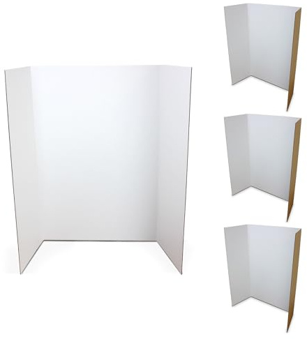 Flipside Products 36” x 48” Project Boards for Presentations, Science Fair, School Projects, Event Displays and Trifold Picture Board, Proudly Made in USA - White - 4 Pack