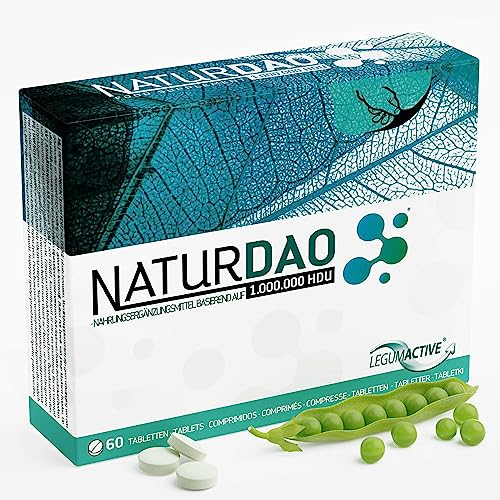 NATURDAO® DAO Enzym - 3.000.000 HDU pro Tag - perfekte Dosierung mit 1.000.000 HDU pro Tablette (1 bis 3 Tabletten/Tag) - 100% veganes DAO - 60 DAO-Tabletten
