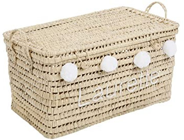 Coffre de rangement à personnaliser, malle à jouets personnalisable, coffre à jouet tressé, malle en osier, panier à jouet en rotin