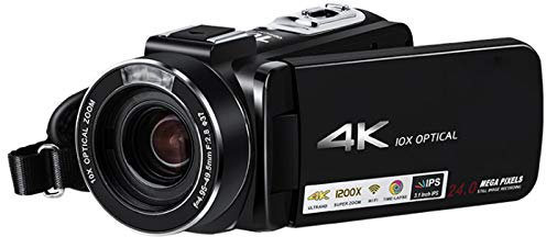 0℃ Outdoor 4K Videocamera Camcorder Fotocamera per Vlogging Ricaricabile Zoom Digitale 120x Videocamera FHD 24MP 24FPS 3.1 LCD con Visione Notturna Go, Webcam e Uscita TV