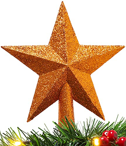 Christmas Concepts® 20cm Glitzer-Baumkronen-Sterndekoration – Weihnachtsbaumspitze (Kupfer)