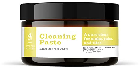Earthley Wellness, Cleaning Paste, Eco-Friendly, Pure, Certified Organic Cleaning Agent, Septic Safe, Plant Based Cleaner, Sulfates and Phosphates Free, Tub and Sink Cleaning (4 oz, Lemon-Thyme)