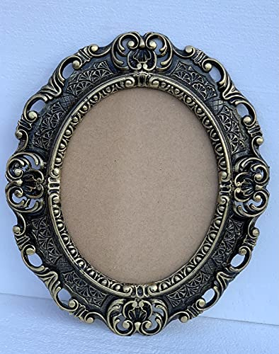 artissimo Bilderrahmen Barock SCHWARZ Gold Oval mit SCHUTZGLAS Antik Klassik 45x38 Prunk Bilderrahmen 24x30cm Fotorahmen