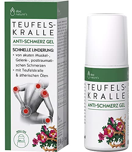 doc phytolabor | doc nature's TEUFELSKRALLE Gel ROLL-ON 50 ml | Hilft bei verspannten Muskeln | Mit Teufelskralle- Extrakt & ätherischen Ölen | Lindert lokale Beschwerden | Mit Kalt-Warm-Wirkung