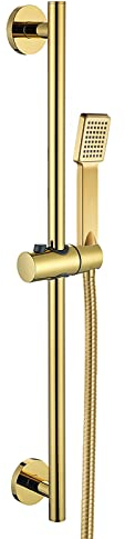 GLYYRLR Brausestange mit Handbrause, Duschstange 304 Edelstahl Brausestange Verstellbar Duschkopf Stange Wandstange Brausestangenset mit 1.5M Brauseschlauch,Titanium Gold