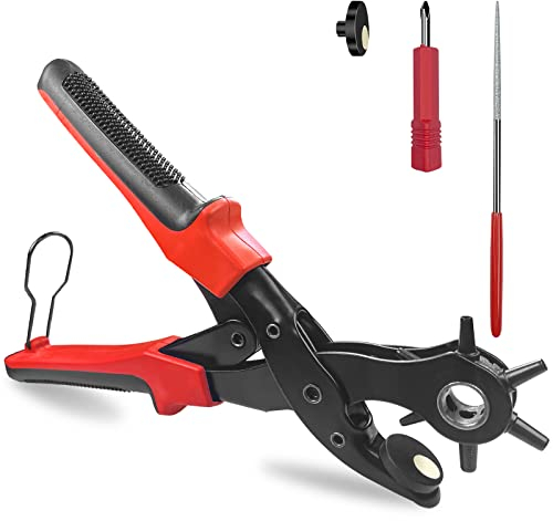 Newaner 2-4.5 mm perforatrice rond avec 6 tailles de poinçon, tournant professional pince trou ceinture cuir pour cartes, bracelets de montre, sacs, carton, chaussures en cuir perforées