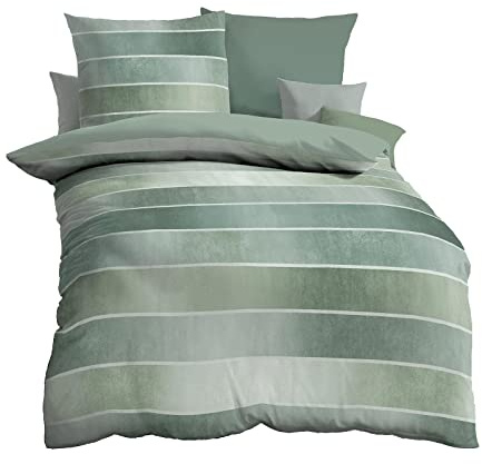 Kaeppel Mako-Satin Bettwäsche Timeless Jade, 1 Bettbezug 155 x 220 cm + 1 Kissenbezug 80 x 80 cm