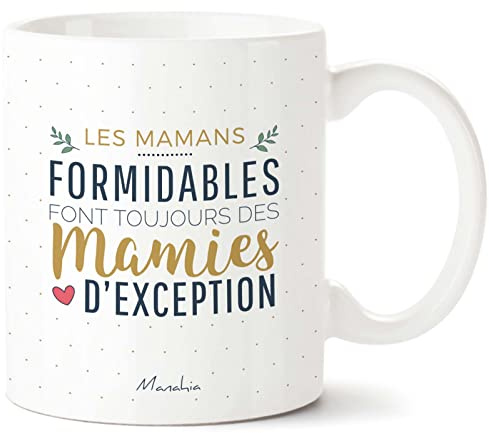 Manahia - Mug Mamies d'Exception - Annonce Grossesse Future Grand-Mère | Mamans formidables = Mamies d'exception - Tasse surprise naissance - Bonne fête - Boîte cadeau kraft - Imprimée en France