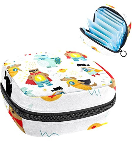 Sanitär-Servietten-Aufbewahrungstasche, Menstruationstassen-Tasche, Tampon-Tasche, Perioden-Pads-Halter, Organizer für Frauen und Mädchen, Super-Dinosaurier-Bär