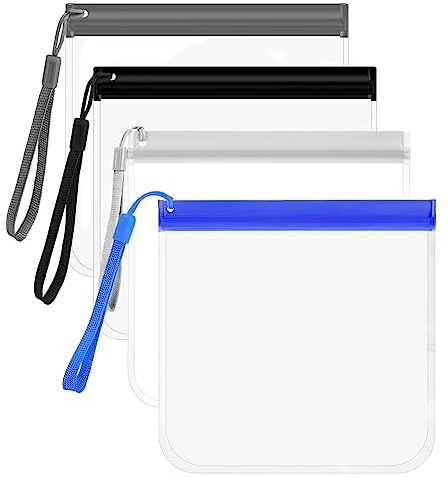 4 Pcs Clear Portable Travel Toiletry Bags, 20x20cm Transparent Airport Security Liquids Bags Approved by EU & UK Airline Hand Luggage Regulations, Waterproof Leakproof Travel Makeup Bags