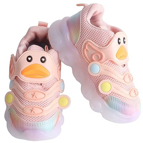 24 Scarpe Luminose per Bambini Scarpe Luminose a LED Traspiranti Scarpe da Ginnastica per Bambini in Cartone Animato Scarpe da Corsa per Bambini Antiscivolo Rosa