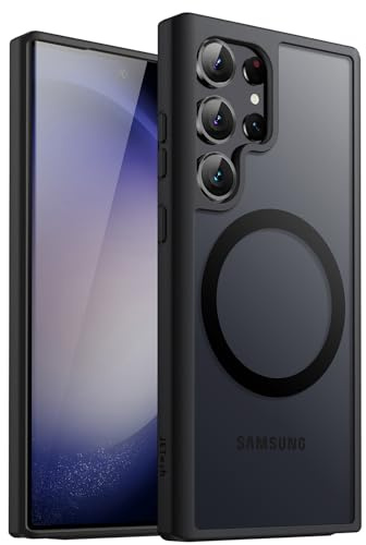 JETech Cover Magnetica Opaca per Samsung Galaxy S23 Ultra, Nero | Compatibile con MagSafe, Retro Traslucido, Custodia Protezione Antiurto