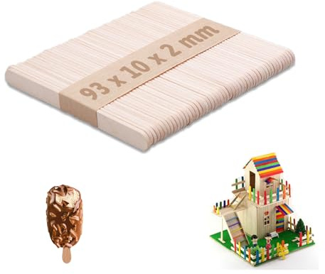 zoerbufan 50 Pcs Lolly Sticks for Craft, 93 X 10 X 2mm Natural Wooden Lollipop Sticks, Wooden Popsicle Sticks for Art Crafts, Sports, Natural Craft, etc.