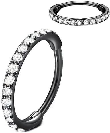 Artskin Nasenring Titan-Nasenstecker-Ring für Frauen und Männer 20G 18G 16G Septum Tragus Conch Ohrringe Lippenstecker Silber/Gold/Schwarz/Rosa/Roségold 6mm/7mm/8mm/9mm/10mm