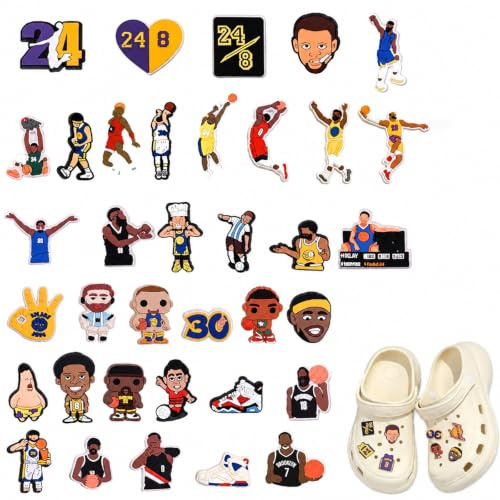 xlwen 36 Stück Basketball Schuh Charms PVC Schuh Charms | Basketball Themen Schuhanhänger für den Heimwerker und für Schuhe mit Löchern,Wasserdichte